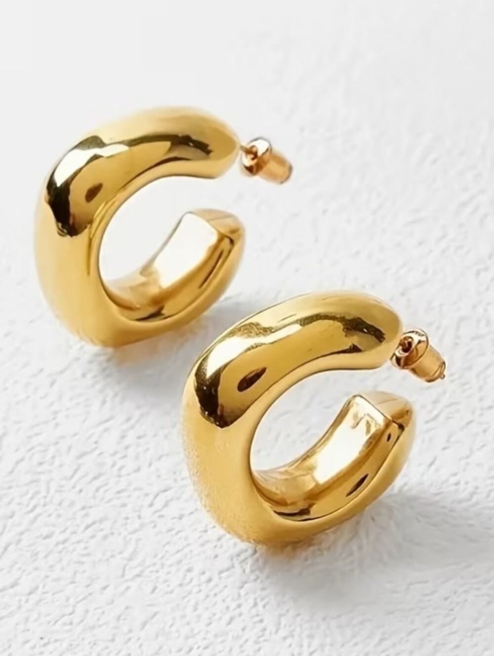 NEW! Minimalist Chunky Gold Hoop Post Earrings